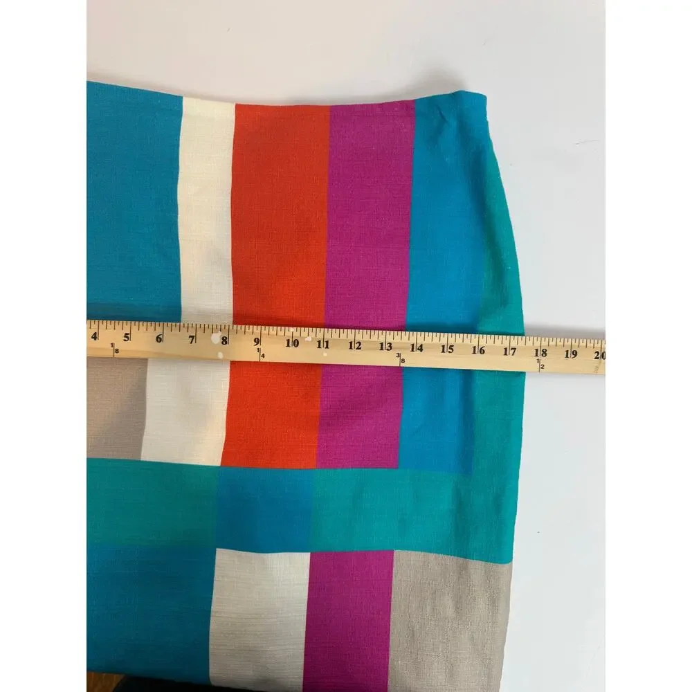 Carlisle Collection Pencil Skirt Size 4 Colorblock Geometric Teal Orange Lined